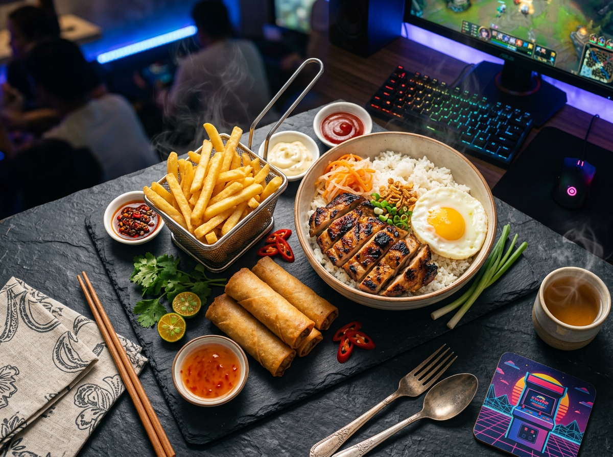Gourmet food platter at Delqari games cafe